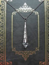 Roaring 20s Flapper Pendant on 18" Chain, Clear & Antique Silver