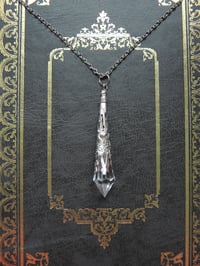 Image 2 of Roaring 20s Flapper Pendant on 18" Chain, Clear & Antique Silver