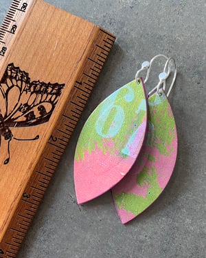 Image of One-Of-A-Kind Monoprint & Sterling Earrings - #12