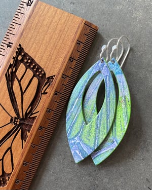Image of One-Of-A-Kind Monoprint & Sterling Earrings - #15