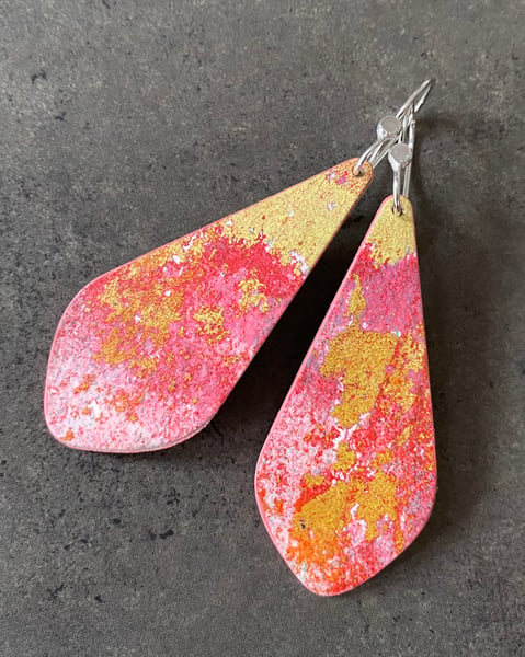 Image of One-Of-A-Kind Monoprint & Sterling Earrings - #16