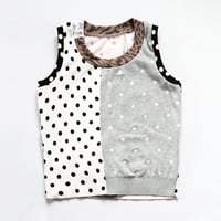 Image 3 of polka dots gray neutral adult m medium courtneycourtney top sweater vest stripes cotton stretch
