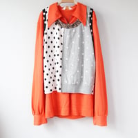 Image 4 of polka dots gray neutral adult m medium courtneycourtney top sweater vest stripes cotton stretch