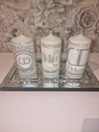 Image 2 of SILVER GLITTER DIOR CANDLE SET