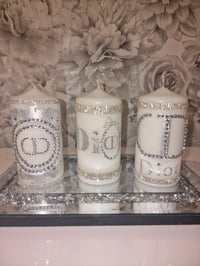 Image 3 of SILVER GLITTER DIOR CANDLE SET