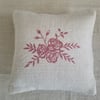 Feather Filled Rose Block Print cushion - PINK