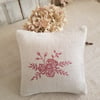Feather Filled Rose Block Print cushion - PINK