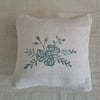 Feather Filled Rose Block Print cushion - GREEN