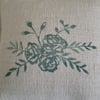 Feather Filled Rose Block Print cushion - GREEN