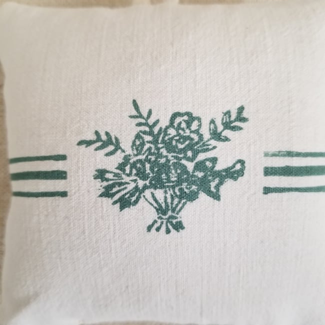 Hanging Lino Cut Block Print Lavender bag - Green