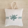 Hanging Lino Cut Block Print Lavender bag - Green