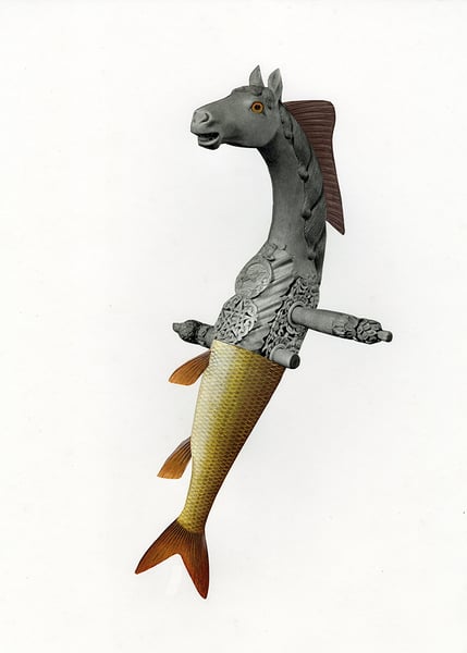 Image of Seahorse. Original paper collage.
