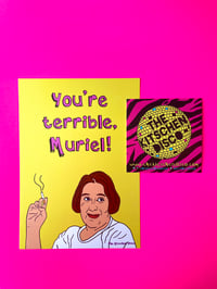 Image 1 of Joanie Heslop from Muriel’s Wedding ‘You’re Terrible’ Pearlescent Postcard