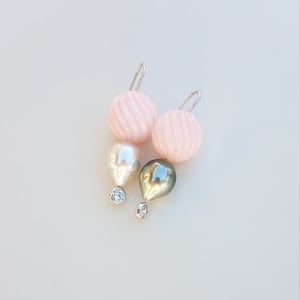 Pink Opal & Mix Tahitian Pearl Earrings