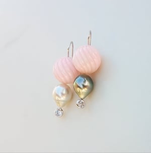 Pink Opal & Mix Tahitian Pearl Earrings