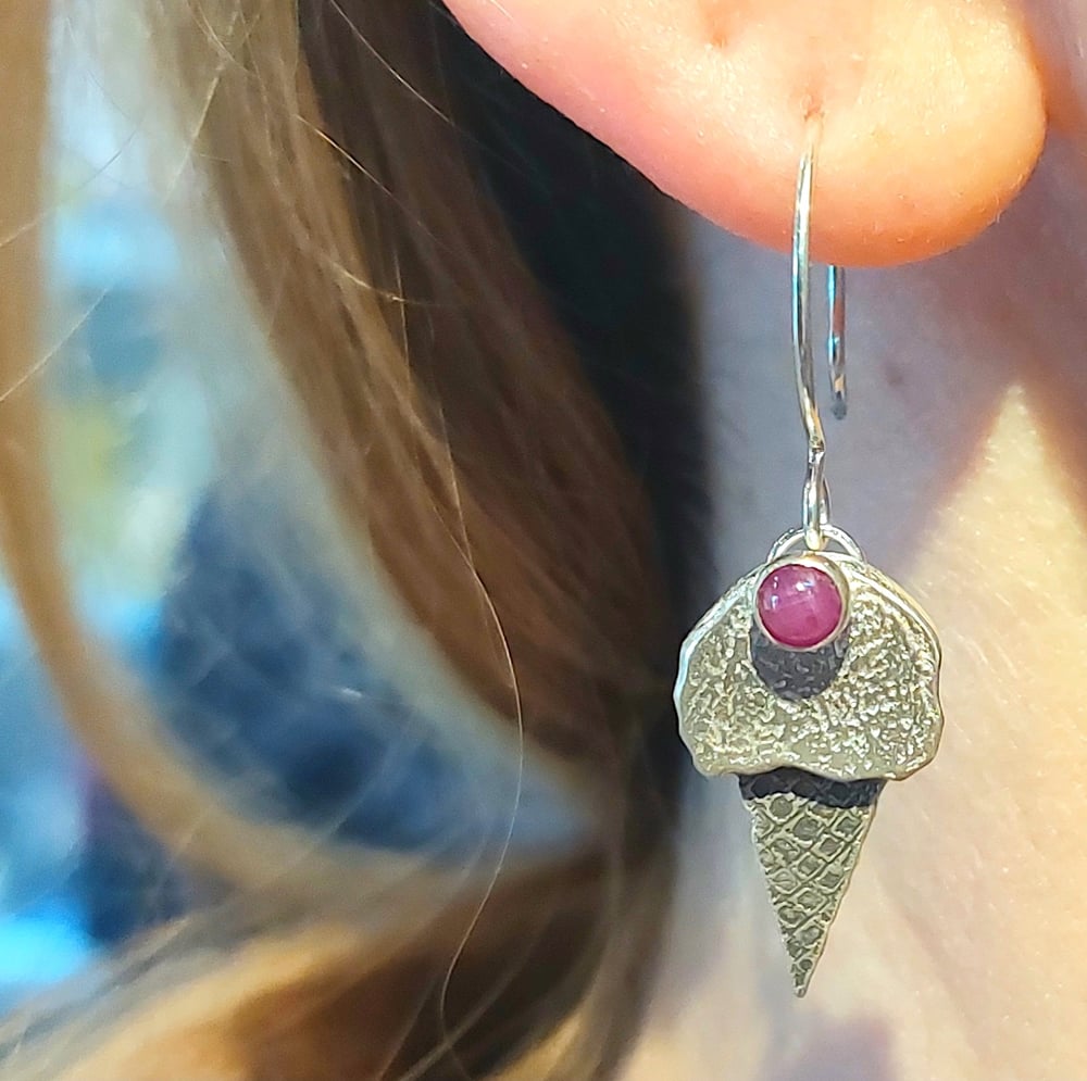 Image of Sterling and Ruby Ice Cream Earrings