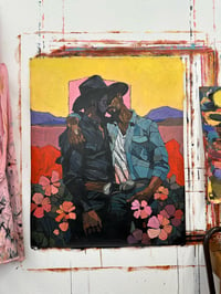 Image 5 of Kiss Me Cowboy - 26x32" Acrylic On Canvas