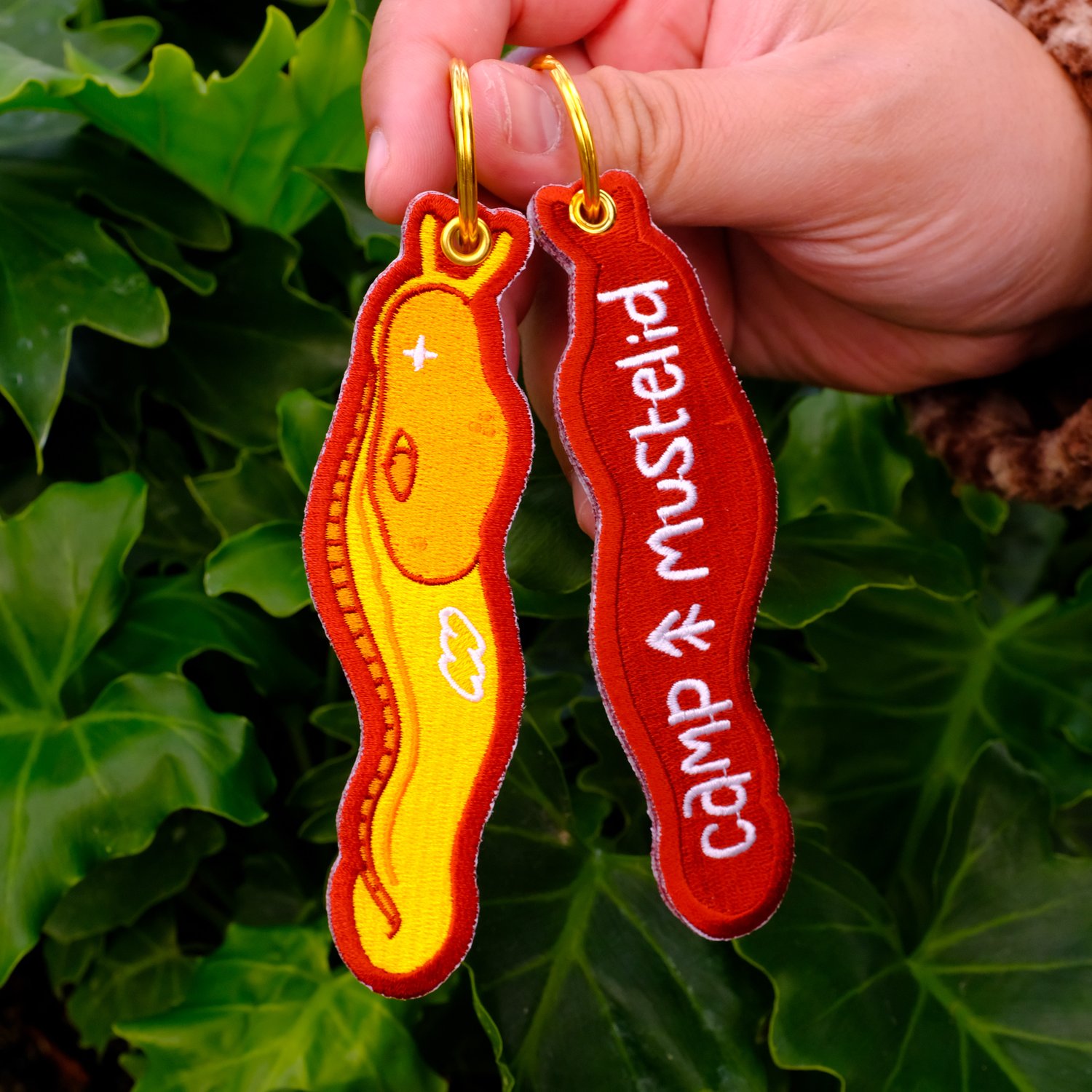 Banana Slug Embroidered Keychain