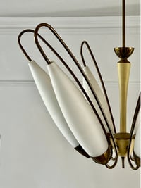 Image 1 of Brass Chandelier with Six Large Glass Shades