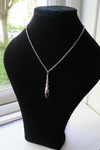 Image 3 of Gothic Vamp Pendant Necklace on 18" Chain, Purple & Antique Silver
