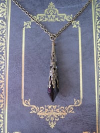 Image 2 of Gothic Vamp Pendant Necklace on 18" Chain, Black & Antique Bronze