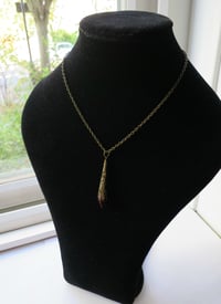 Image 3 of Gothic Vamp Pendant Necklace on 18" Chain, Red & Antique Bronze
