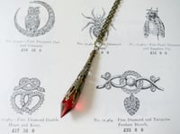 Image 4 of Gothic Vamp Pendant Necklace on 18" Chain, Red & Antique Bronze