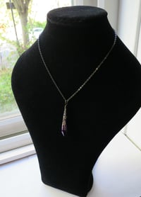 Image 3 of Gothic Vamp Pendant Necklace on 18" Chain, Purple & Gunmetal