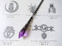 Image 4 of Gothic Vamp Pendant Necklace on 18" Chain, Purple & Gunmetal