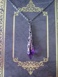 Image 2 of Gothic Vamp Pendant Necklace on 18" Chain, Purple & Gunmetal