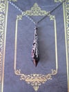 Gothic Vamp Pendant Necklace on 18" Chain, Black & Gunmetal