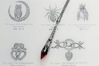 Image 3 of Gothic Vamp Pendant Necklace on 18" Chain, Red & Gunmetal
