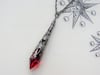 Gothic Vamp Pendant Necklace on 18" Chain, Red & Gunmetal