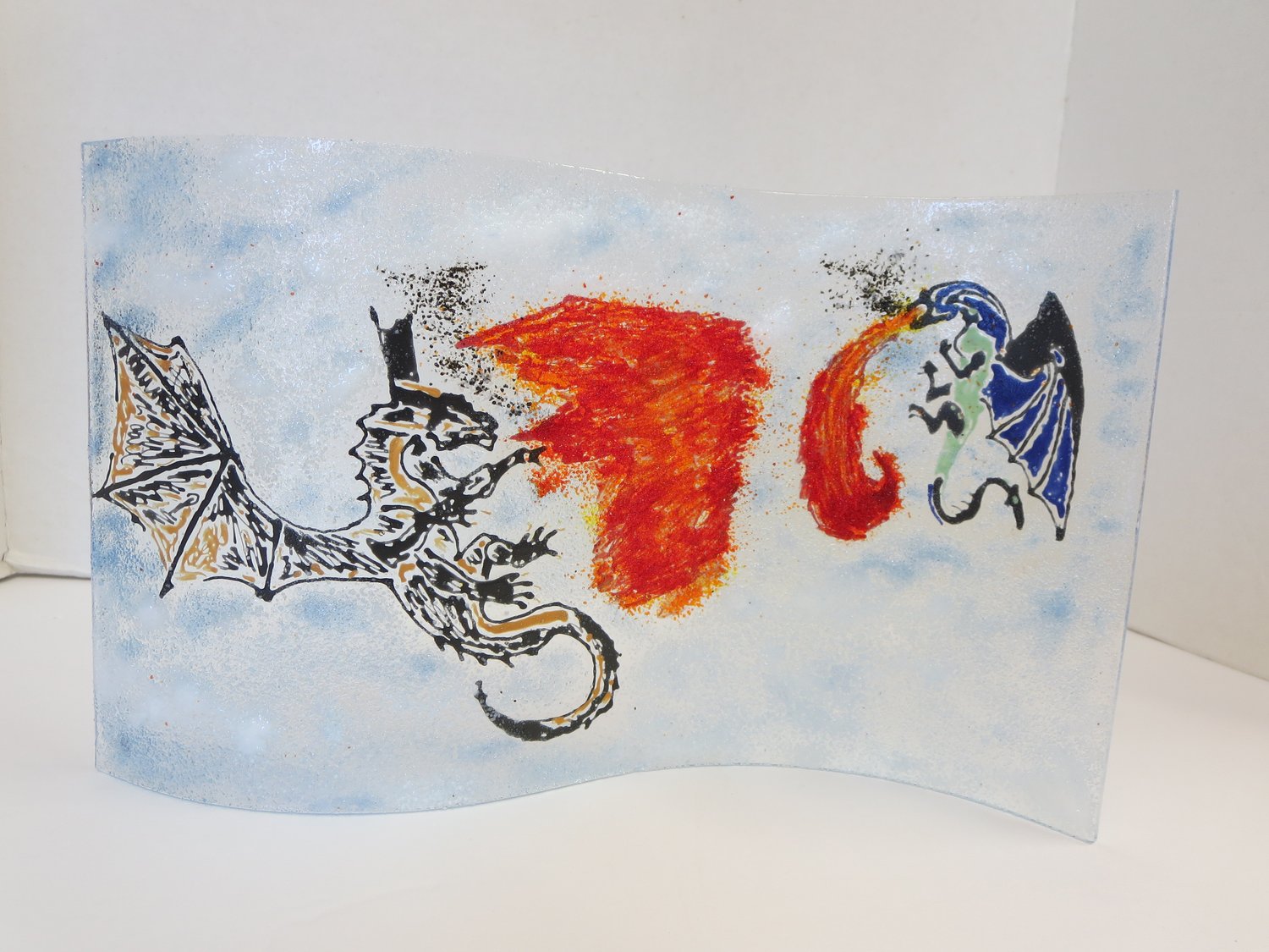 Fused Glass S-Curve Dueling Dragons