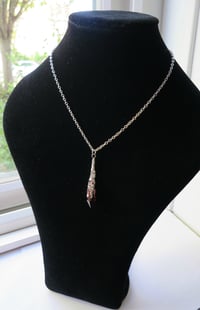 Image 3 of Gothic Vamp Pendant Necklace on 18" Chain, Red & Silver
