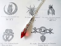Image 4 of Gothic Vamp Pendant Necklace on 18" Chain, Red & Silver