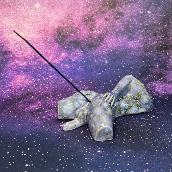 Image of Cosmic Splaying Fuckboy Incense Holder with 22Kt Gold
