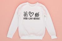 Image 1 of Peace love crochet crewneck