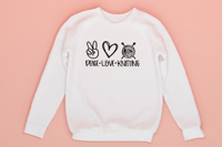 Image 1 of Peace love knitting crewneck