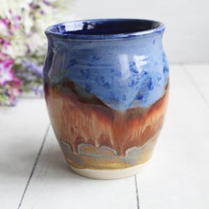 Image of Multi Colored Landscape Mug, Green, Rust and Blue, Handmade Coffee Cup, Made in USA