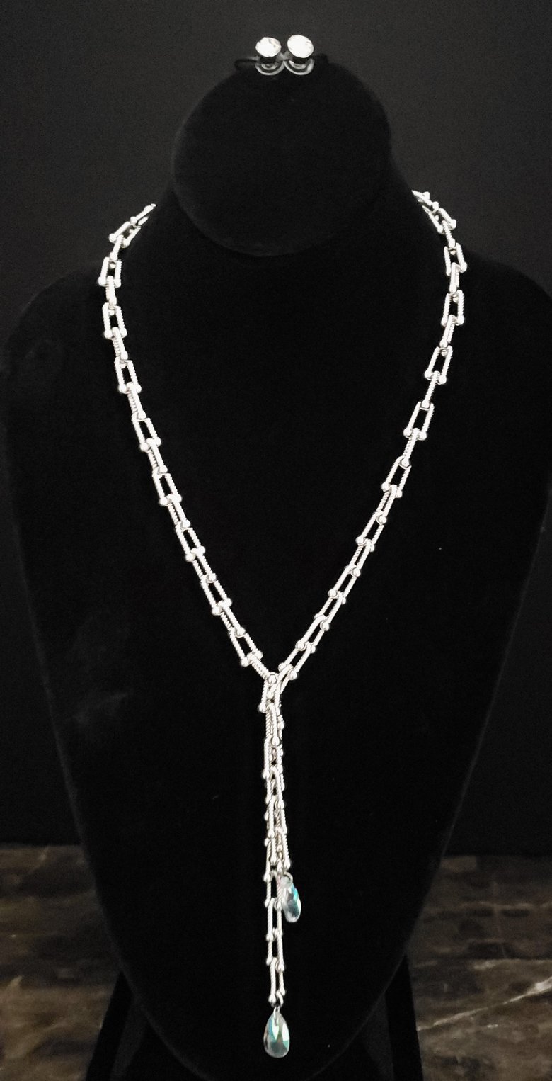 Image of Silver Gem Necklace Set 