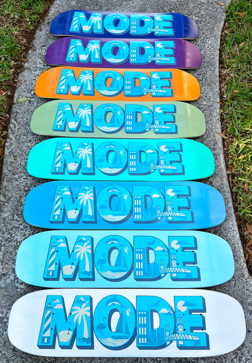 MODE Skateboards — 8.0 Postcard double-kick freestyle (Florida edition) - 8  by 30