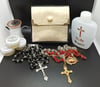 Gold Mesh Suede Rosary Pouch (pouch for coins, earrings, rings, necklaces, etc.)