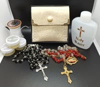 Image 3 of Gold Mesh Suede Rosary Pouch (pouch for coins, earrings, rings, necklaces, etc.)