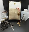 Gold Mesh Suede Rosary Pouch (pouch for coins, earrings, rings, necklaces, etc.)