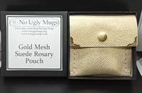 Image 5 of Gold Mesh Suede Rosary Pouch (pouch for coins, earrings, rings, necklaces, etc.)