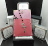 Saffiano Leather Crosshatch patterned Rosary pouch (for coins, earrings, rings, necklaces, etc)