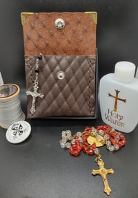 Image 4 of Embossed Leather Rosary Pouch (pouch for coins, earrings, rings, etc.) ***LIMITED QUANTITIES