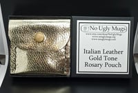 Image 2 of Italian Leather Gold Tone Rosary Pouch (pouch for coins, earrings, rings). ***LIMITED QUANTITIES