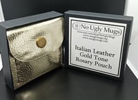 Image 3 of Italian Leather Gold Tone Rosary Pouch (pouch for coins, earrings, rings). ***LIMITED QUANTITIES